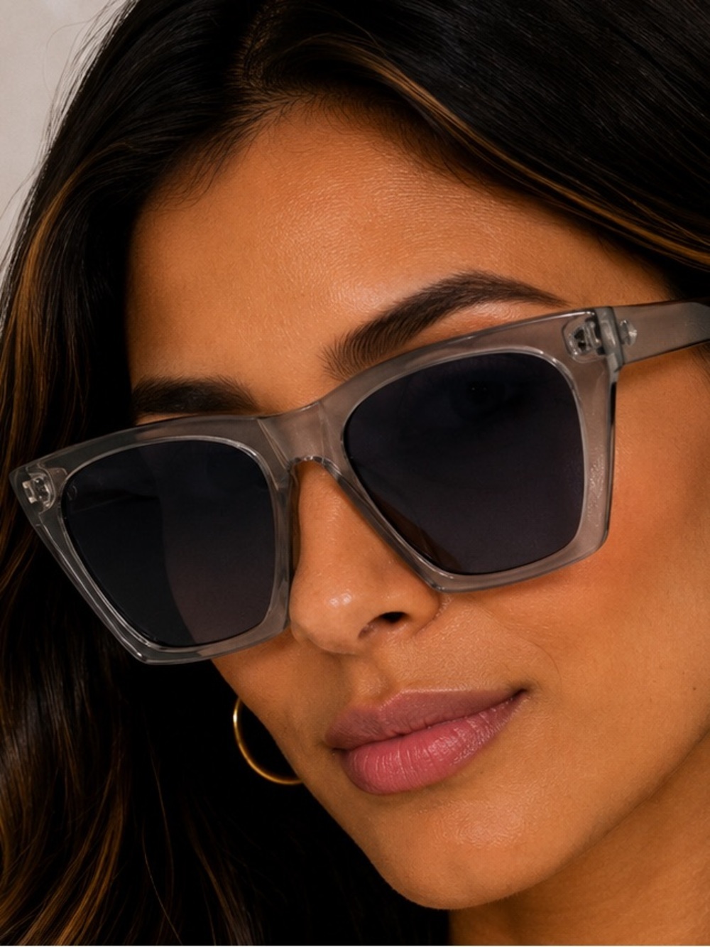 Modern Smoke Gray Cat Eye Sunglasses Women’s Chic Angular Shades NWOT